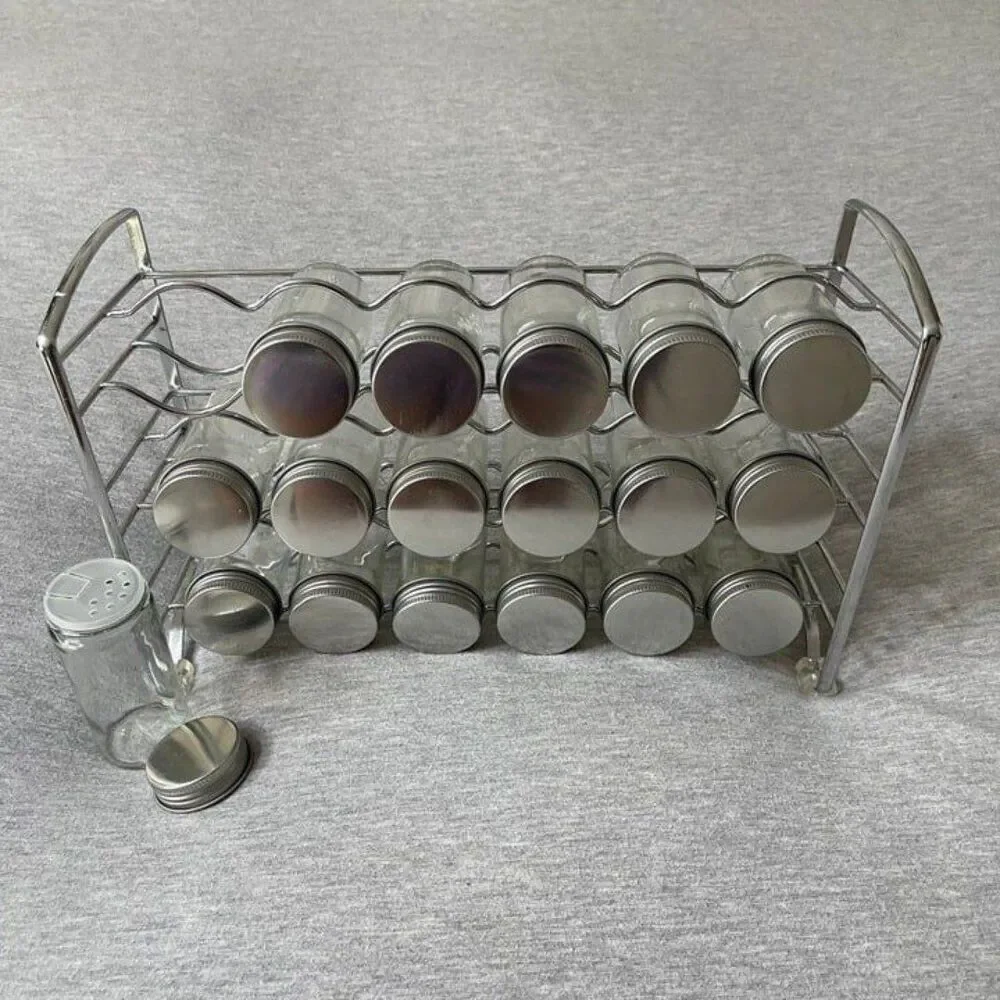 DecoBros Chrome 18 Bottle Spice Rack Stand Holder